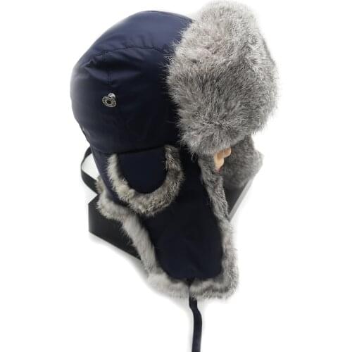 Super warm! Autumn and winter men womens 100% genuine leather genuine rabbit fur lei feng cap winter hat skiing hat