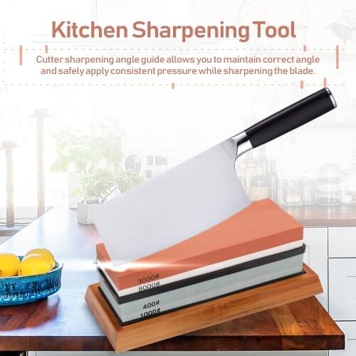 Knife Sharpener Stone Set Whetstone 400/1000 3000/8000 Grit Waterstone Wooden Holder knives Professional afilador de cuchillo