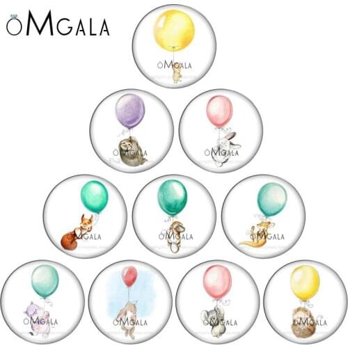 Balloon Rabbit Fox Hedgehog Animals 10pcs mixed 12mm/18mm/20mm/25mm Round photo glass cabochon demo flat back Making findings