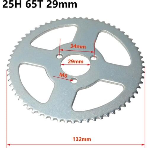 25H 65T 65 Teeth 3 holes Rear Motorcycle Sprocket Plate 29mm 65 Teeth For 47cc 49cc Pocket Bike Mini Motor Quad ATV