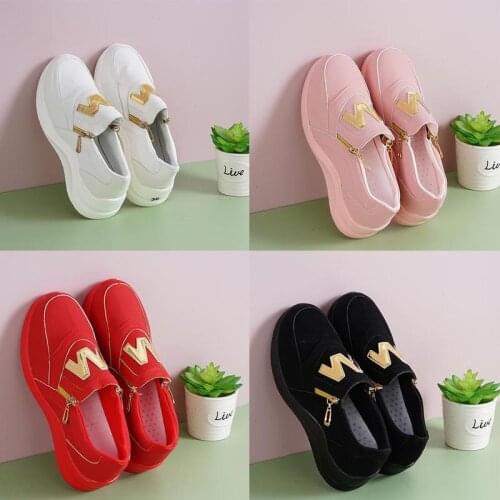 Ladies Zipper Sneakers Party Platform Sneakers Ladies PU Shoes Fashion A9W0