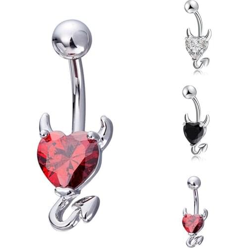 1 Pcs Navel Belly Button Ring Glitter Love Heart Decor Piercing Jewelry Navel Nail AIC88