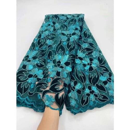 2021 Africa Lace Fabric Sequin Embroidery French Tulle Mesh Design Sewing Wedding Dress Party Skirt Nigeria 5 Yards Wholesal