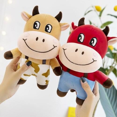 23-55CM 2021 Year Chinese Zodiac Ox Cattle Plush Toys Cute Strap Cow Mascot Plush Doll Stuffed For Children Kids Birthday Gift