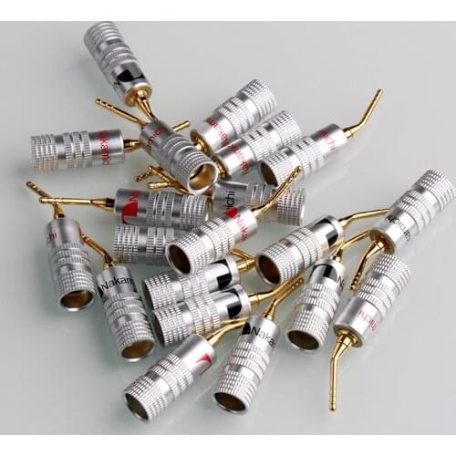 4PCS Banana Plug Nakamichi Gold Plated Speaker Cable Pin Angel Wire Screws Lock Connector For Musical HiFi Audio