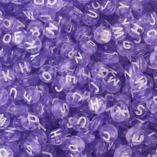 7x4mm Acrylic Letter Beads Transparent Flat Round Alphabet Charms Bead for Jewelry Making DIY Bracelet Necklace 1000pcs/Bag