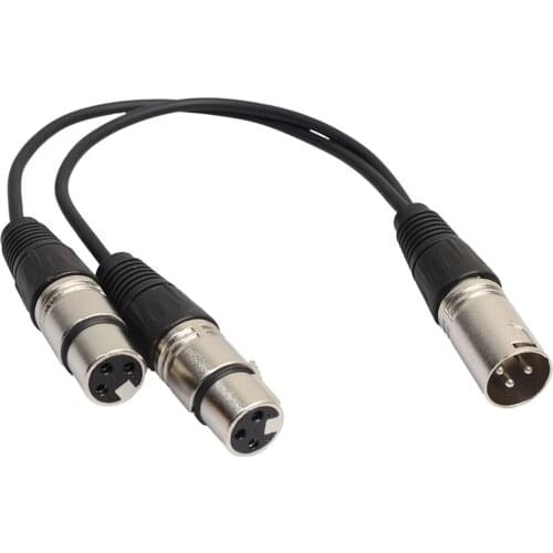XLR 3 Pin Male to 2 XLR Female Connector Microphone Extension Cable Cord S