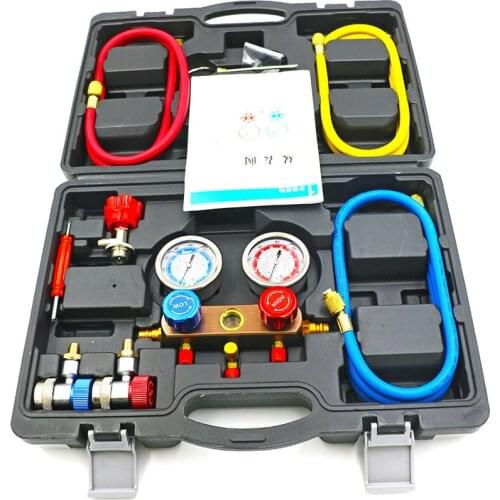 Car air conditioning fluoride tool kit Universal refrigerant Air conditioning fluoride meter Pressure gauge Double meter valve