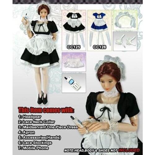 CC125 1/6 Scale Female Figrue Clothing Accessories Set Gothic Maid Set for12 inches Body Action Figures