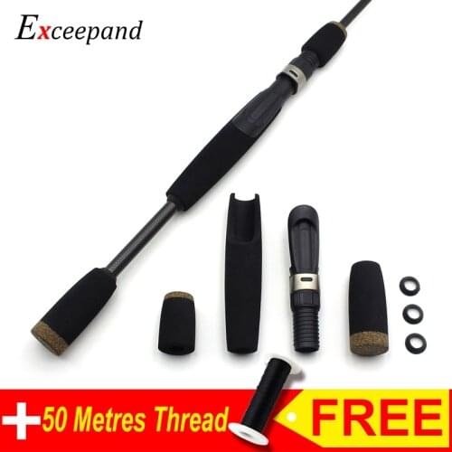 Exceepand Black EVA Foam Spinning Fishing Pole Handle Grips Split Parts for DIY Rod Building or Replacement