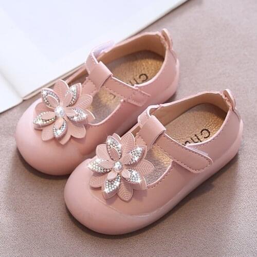 Anti-collision Soft Sole Toddler Shoes Baby Shoes Kids Flowers Princess Shoes For Baby Girls Chaussure Fille Pink Beige white