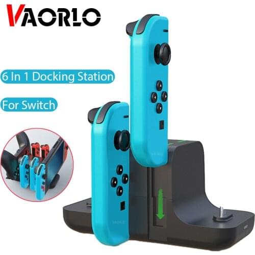 6 in 1 Charging Station Docking Type-C For Nintendo Switch Joy-Con & Controllers Portable LED Display Charger Stands For switch