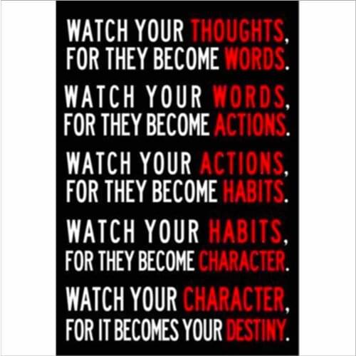 HAOCHU Watch Your Thoughts Poster For Living Room Home Decor Painting Print Poster Simple Nordic Wall Picture Canvas Painting