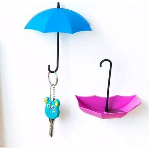 Hot 6pcs/set Umbrella Hook Self Adhesive Hook Wall Door Clothing Hanger Keys Sundry Hanging Hooks Bathroom Kitchen Sticky Holder