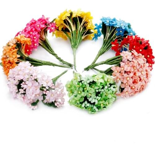 144pcs Artificial Flowers babybreath With white Core Wedding Decoration Simulation Flower Home Decor for Scrapbooking Handicraft