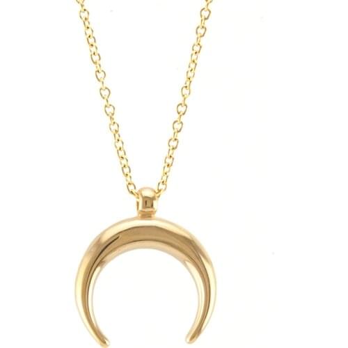 Stainless Steel bull OX cattle Horn Charm gothic Necklaces pendants for Women Moon Necklaces Box Chain best friend jewelry Gift