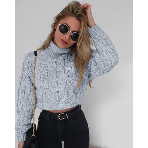 LIBERJOG Turtleneck Knitted Sweater Woman Pullovers Autumn Winter Long Sleeve Solid Casual Loose Warm Female Tops