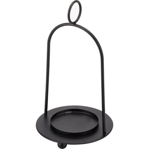 Oil Lamp Candle Stand Wax Candles Burner Portable Candlestick Durable Gift Home Warmer For Dining Table Iron Decor Black Hold