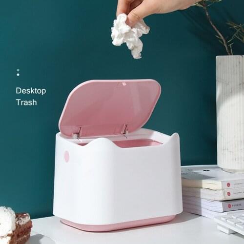 Trash Can Cute Mini Desktop Waste Bin With Press Lid Garbage Can Table Office Supplies Sundries Bin Sitting Room Toilet Dustbin