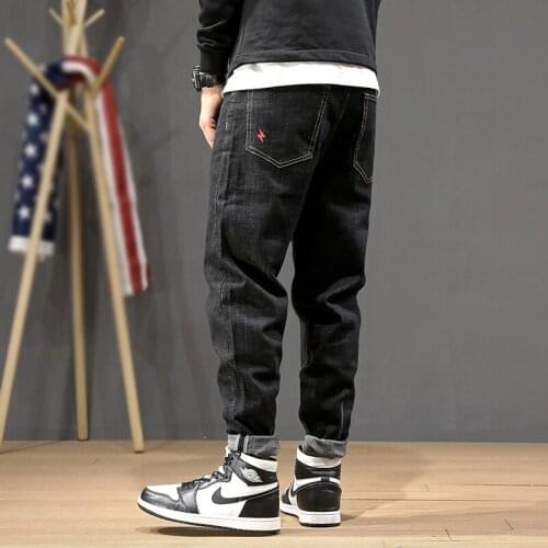 Korean Style Fashion Men Jeans Vintage Designer Loose Casual Denim Harem Pants Emrboidery Streetwear Hip Hop Wide Leg Trousers