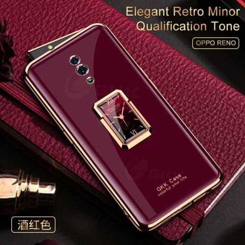 GKK Lifting Camera Plating Soft Case For OPPO Reno Case With Ring Stand Anti-knock Full Protective Cover For OPPO Reno Fundas