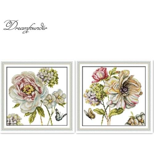 Hydrangeas (6) cross stitch kit 14ct 11ct count print x stitching embroidery DIY handmade needlework plus