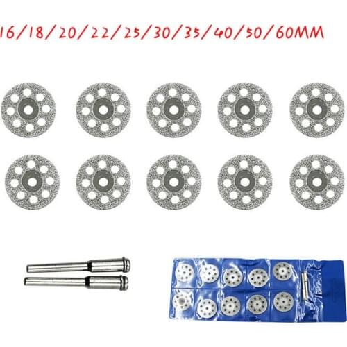 With/without holes 16-60mm Sharp Diamond Cut Off Rotary Tool Cutting Disc Disks DIY Tools Accessories For Dremel with 2Pcs rod