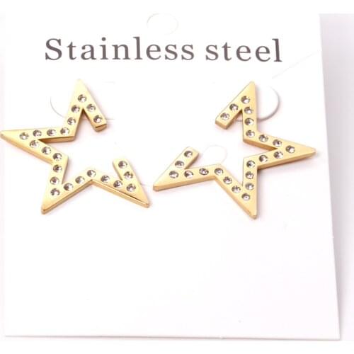 316L Stainless Steel Star Stud Earrings with Cubic Zirconia for Women Fashion Jewelry Geometric Earrings Party Gift