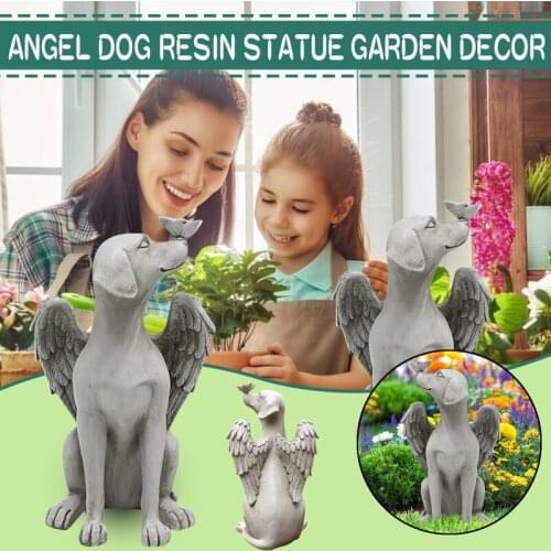 Puppy Statue Resin Figurines Angel Dog Butterfly Tribute Garden Ornament Dog Tombstone Decor Accessories Creative Home Decor