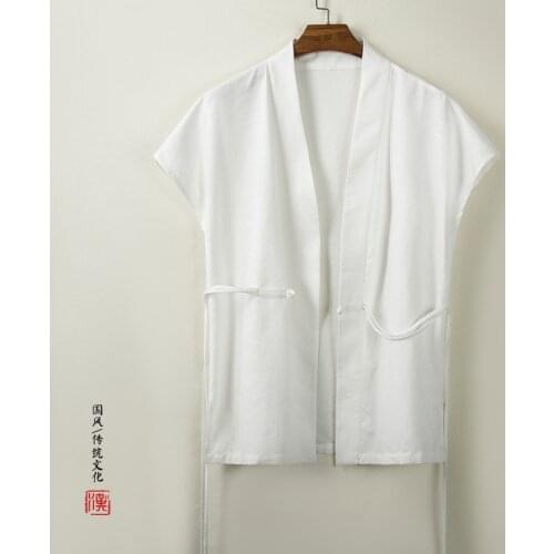 Traditional Chinese Clothing for Men Cotton Linen Vests Sleeveless Waistcoat Casual Kung Fu Tai Chi Tang Suit Style Tops CN-131