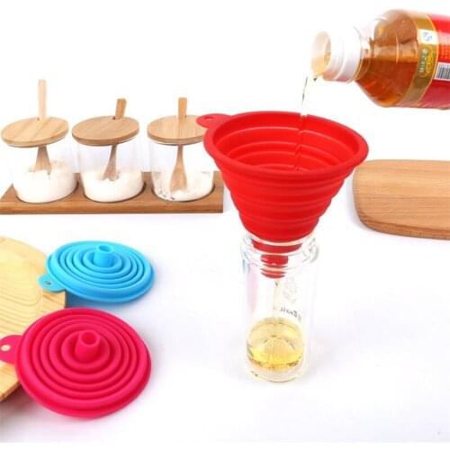 High Quality Food Grade Silicone Gel Folding Funnel Foldable Telescopic Long Neck Funnel Liquid Filling Kitchen Tools Dropship
