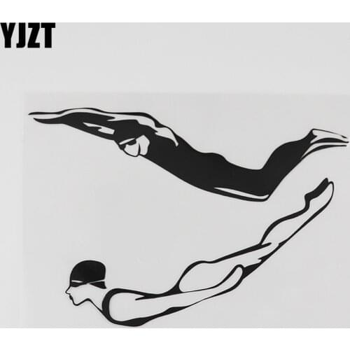 YJZT 14.7CMX10.1CM Fashion Swimming Competition Decal Vinyl Car Sticker Black/Silver 8A-0759
