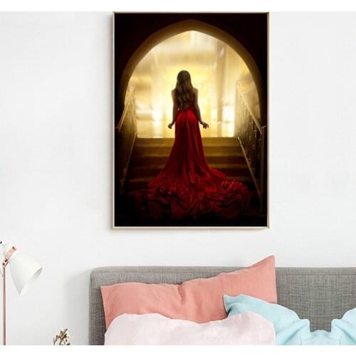 Woman In Red Sexy Fashion HD Wall Art Canvas Posters Print Painting Wall Pictures For Modern Living Room Home Decortion Unframed