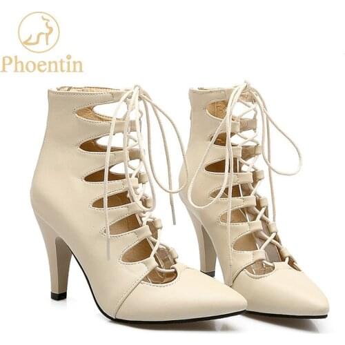 Phoentin lace up gladiator sandals women spike heels super high sexy hollow design women shoes back open zip Rome sandals AE001