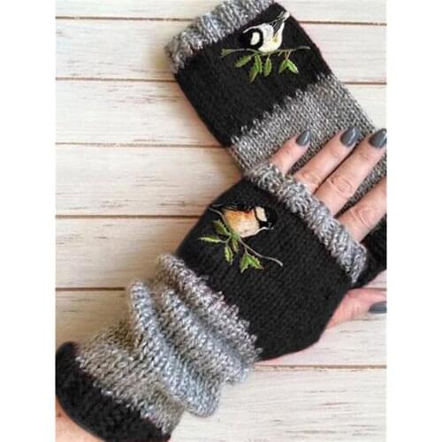 1 Pair Knitted Winter Mittens Warmer Women Fingerless Wrist Gloves Faux Fur Ladies Casual Newest Warm Accessories Outdoor Gloves