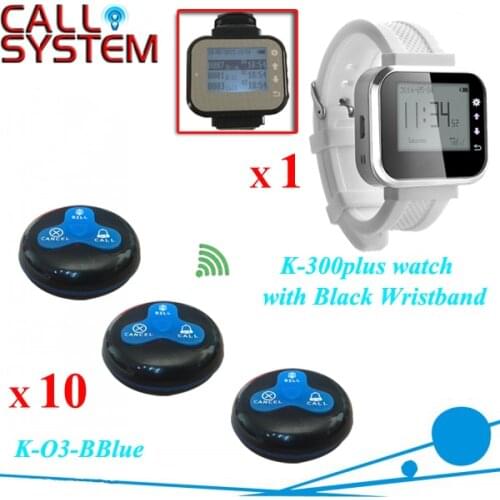 10 Call Buttons and 1 Watch Pagers Wireless Restaurant Call System