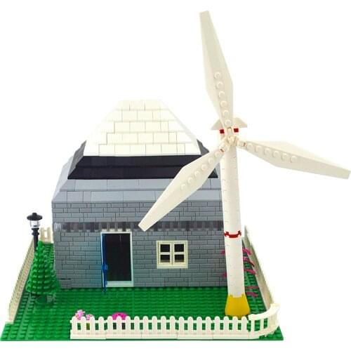 2pcs City creator mini windmill Building block wind power generation Model DIY self-locking Bricks Farm Wind energy Accessories