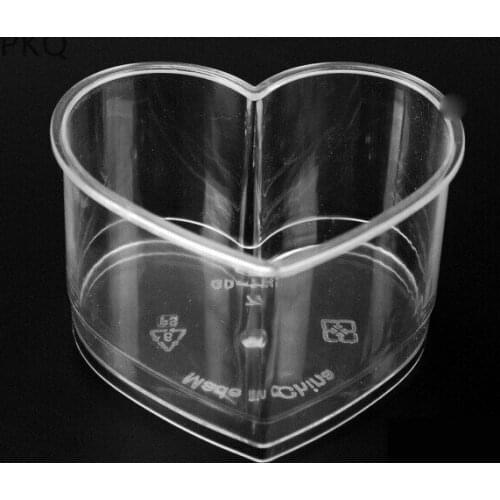 20pcs 125ml Clear Dessert Cup Plastic Heart Shape Pudding/Ice cream Cup Transparent Cake Box Wedding Party supplies Wholesale