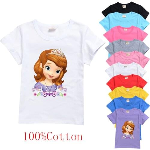 2021 Summer Baby Cute T-shirt Disney Princess Sofia The First Half-sleeved Shirt Boys Girls Soft Clothes kids child Tops Tees