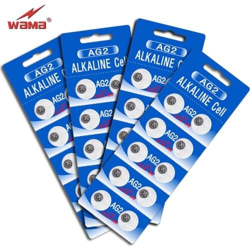 40pcs/4pack Wama AG2 1.5V Alkaline Button Cell Coin Batteries 397 396 LR726 LR59 SR726 Wholesales Disposable New