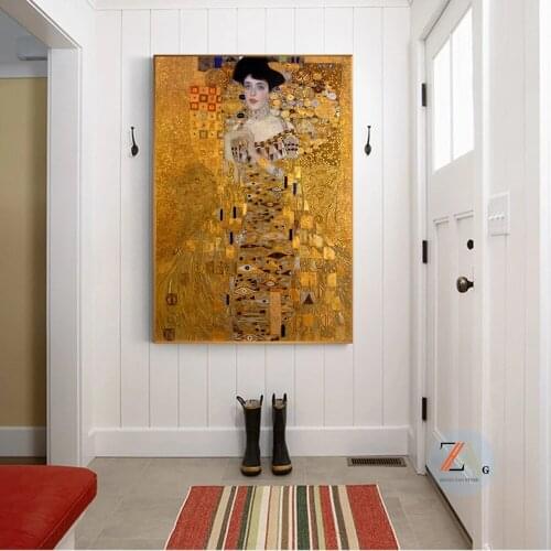 Adele Bloch portrait on wall canvas painting kiss painting duplicate canvas print living room hallway decoration