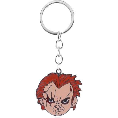 Horror Movie Childs Play Chucky Face Cartoon Enamel Alloy Keychain Keyring Key Chain Accessories Gift