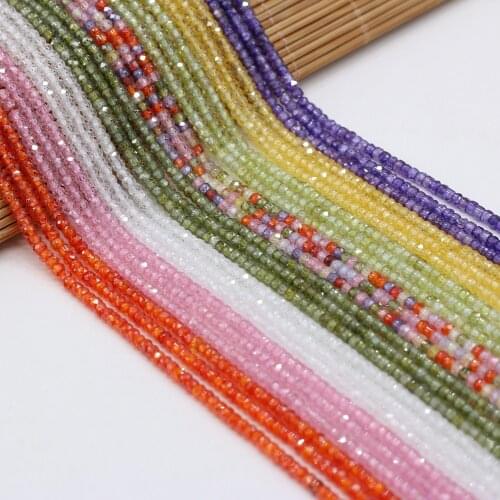 Natural Zircon Beads Round Shape Faceted Abacus Bead Mix-Color Loose Beaded For Jewelry Making DIY Bracelet Necklace Accessories