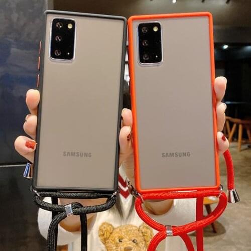 Matte Translucent Camera Protection Bumper Case for Samsung A01 Core A11 A21 A41 A51 A71 A81 A91 Lanyard Hanging Rope Soft Cover