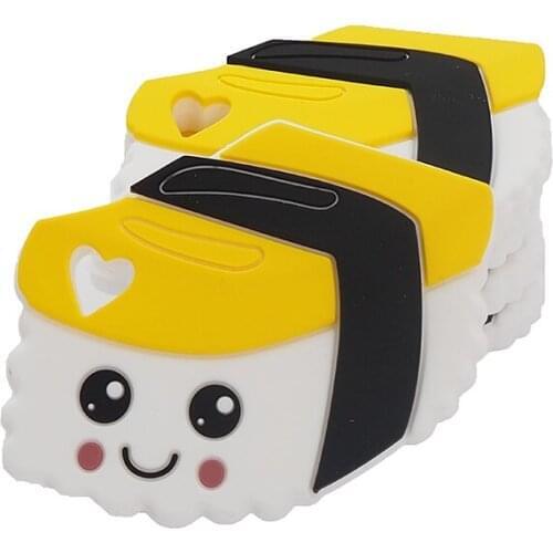 Chenkai 5PCS Silicone Yolk Sushi Teething Baby Portable Shower Chewing Pendant Food Grade Nursing Sensory Necklace Accessories