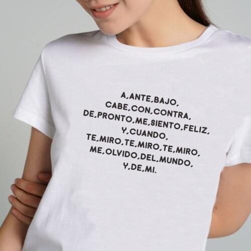 Harajuku Spainish Woman T-shirts Top basic short sleeve camiseta mujer Casual Cotton lady tshirt tee