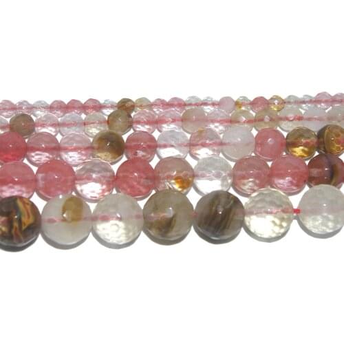 Faceted Natural Stone Watermelon Crystal Stone Beads 4 6 8 10 12 MM Pick Size For Jewelry Making DIY Bracelet Necklace Material