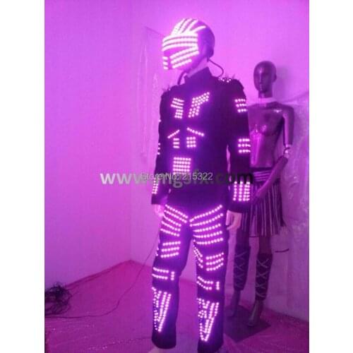 RGB LED light up tron suit costume for stage performance