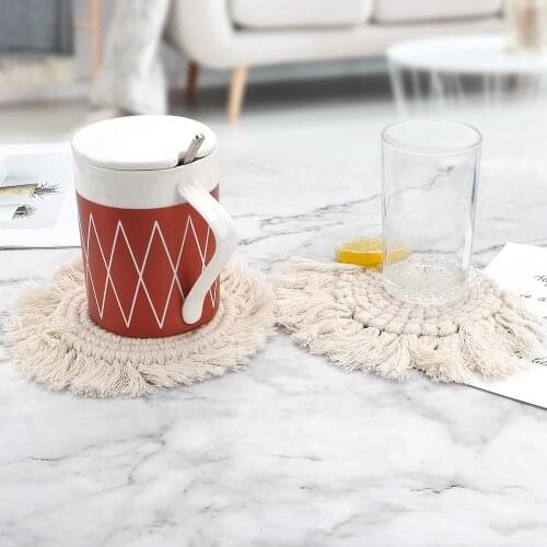 Coffee Cup Mats Macrame Cup Pad Pure Handmade Cotton Braid Northern Europe Style Bohemia Table Mat