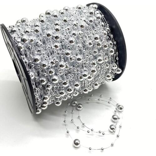 5Yards 3+8mm Fishing Line Artificial Pearls Flower Beads Chain Garland Flowers Wedding Party Decoration Diy Accessories #S10s02